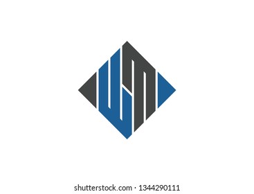 Letter WM hexagon logo design