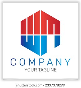 letter WM initial hexagon logo icon premium elegant template vector eps 10