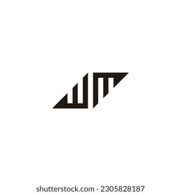 letter wm knife, triangles geometric symbol simple logo vector