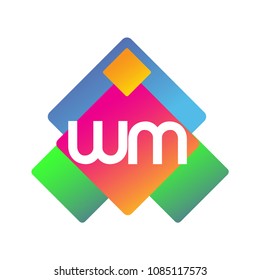 Letter WM logo with colorful geometric shape, letter combination logo design for creative industry, web, business and company.