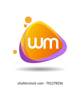 Letter WM logo in triangle splash and colorful background, letter combination logo design for creative industry, web, business and company.