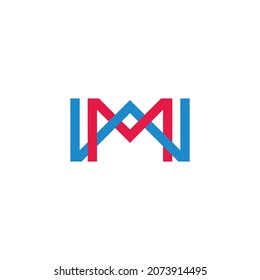 letter wm simple linked line colorful logo vector