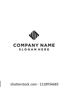 letter wm with square logo design vector illustration template