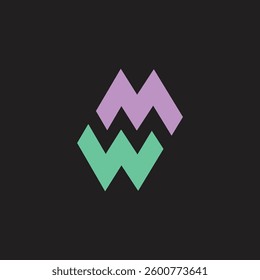 Letter WM vector elegant logo design template.