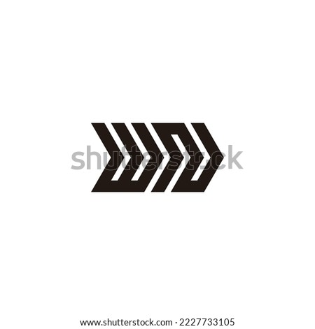 Letter wN direction, right geometric symbol simple logo vector