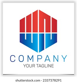 letter WN initial hexagon logo icon premium elegant template vector eps 10