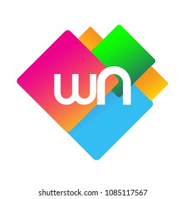 Letter WN logo with colorful geometric shape, letter combination logo design for creative industry, web, business and company.