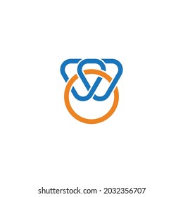 letter wo colorful curve lines art simple logo vector