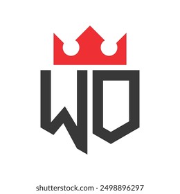 Logo de la corona de la letra WO. Corona en la letra WO Plantilla de diseño de logotipo