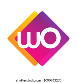 Letter WO logo with colorful geometric shape, letter combination logo design for creative industry, web, business and company.
