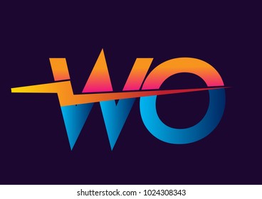 Letter WO logo with Lightning icon, letter combination Power Energy Logo design for Creative Power ideas, web, business and company.