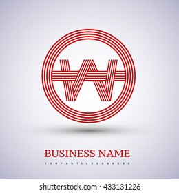 Letter WO or OW linked logo design circle O shape. Elegant red colored, symbol for your business name or company identity
