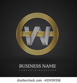 Letter WO or OW linked logo design circle O shape. Elegant gold and silver colored, symbol for your business name or company identity.