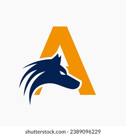 Letter A Wolf Logo. Wolf Symbol Vector Template