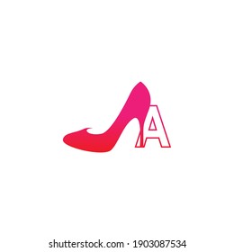 Letter A with Women shoe, high heel logo icon design vector template