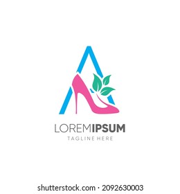 Letter A Women Shoes Heel Logo Design Vector Icon Graphic Emblem Illustration