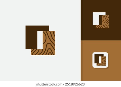 i letter wood logo design vector template