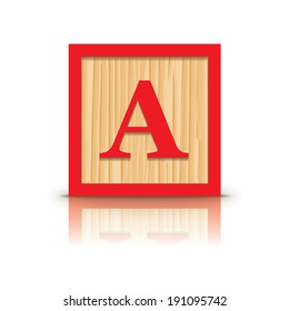 Letter A wooden alphabet block - vector illustration