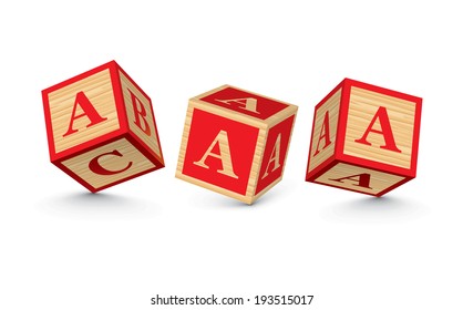 Letter A wooden alphabet blocks - vector illustration