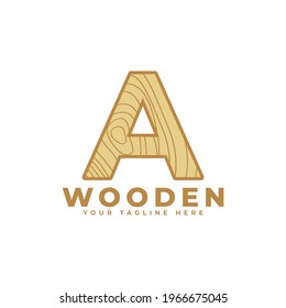 Letra A con logotipo de textura de madera. Usable para negocios, arquitectura, bienes raíces, construcción y logotipos de construcción