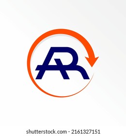 Letter or word AR sans serif font with circle arrow on around image graphic icon logo design abstract concept vector stock. Can be used as a symbol related to initial or monogram