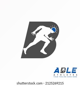 Letter or word B sans serif font with smart champion Runner image graphic icon logo design abstract concept vector stock. Can be used as a symbol related to initial or sport