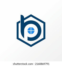 Letter or word BP or PB negative space font with hexagon and window image graphic icon logo design abstract concept vector stock. Can be used as a symbol related to initial or property