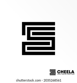 Letter or word CCS font in line or flip Square image graphic icon logo design abstract concept vector stock. Can be used as a symbol related to initial.