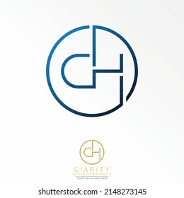 letter or word CH sans serif line font in circle image graphic icon logo design abstract concept vector stock. Can be used as a symbol related to initial or monogram