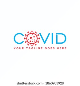 Letter or word COVID sans serif font with virus image graphic icon logo design abstract concept vector stock. Can be used as a symbol related to disease or wordmark