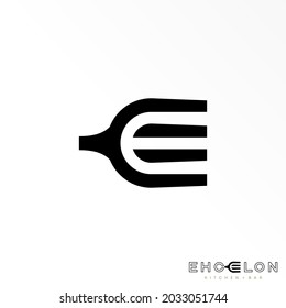 Letter or word E font in Fork image graphic icon logo design abstract concept vector stock. Can be used as a symbol related to food or initial.