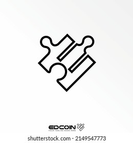 Letter or word E sans serif line font like puzzle image graphic icon logo design abstract concept vector stock. Can be used as symbol related to game or initial