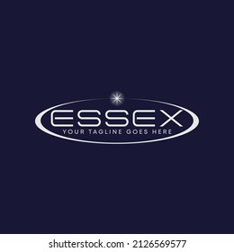 Letter or word ESSEX font with line ellipse and star image graphic icon logo design abstract concept vector stock. Can be used as a symbol related to wordmark or initial