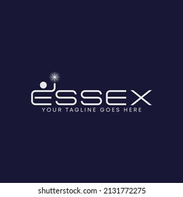Letter or word ESSEX sans serif font with body human and star image graphic icon logo design abstract concept vector stock. Can be used as a symbol related initial or winner