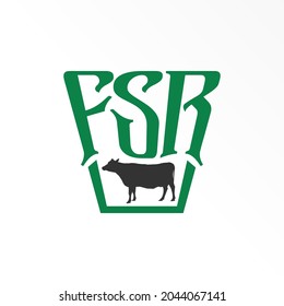 Letter or word FSR font with cow image graphic icon logo design abstract concept vector stock. Can be used as a symbol related to Farm or initial.