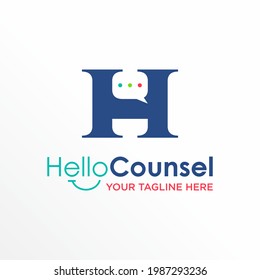 Letter or word H serif font with Chat image graphic icon logo design abstract concept vector stock. Can be used as a symbol associated with initial or communication