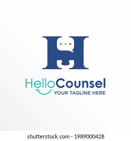 Letter or word H serif font with Chat and Phone image graphic icon logo design abstract concept vector stock. Can be used as a symbol associated with initial or talk.