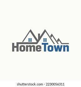 Letter or word HOME TOWN sans serif font with five roof house window chimney creative premium image graphic icon logo design abstract concept free vector stock. Related to typography or property