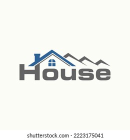 Letter or word HOUSE sans serif font with four roof home chimney window creative premium image graphic icon logo design abstract concept free vector stock. Related to typography or property