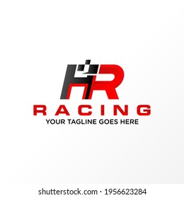 Letter or word HR sans serif font with Speed image graphic icon logo design abstract concept vector stock. Can be used as a symbol related to racing or initial
