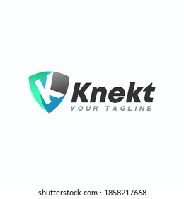 Letter Or Word K Sans Serif Font In Block Shield Guard Image Graphic Icon Logo Design Abstract Concept Vector Stock. Can Be Used As A Symbol Related To Initial Or Security