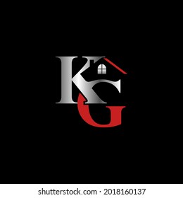 Letter or word KG serif font with Roof house and window image graphic icon logo design abstract concept vector stock. Can be used as a symbol related to property or initial.