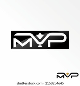 letter or word MVP sans serif font connected with trophy or cup image graphic icon logo design abstract concept vector stock. Can be used as a symbol related to initial or winner