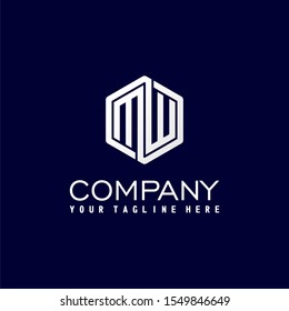 Letter or word MW font in hexagon line Image graphic icon logo design abstract concept vector stock. Can be used as a symbol related to initial or monogram