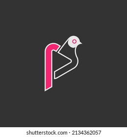 Letter or word P font with pigeon head image graphic icon logo design abstract concept vector stock. Can be used as a symbol related to initial or animal