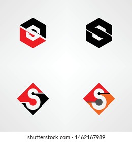 letter or word S font in hexagon and square image graphic icon logo design abstract concept vector stock. Can be used as a symbol related to initial or monogram