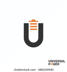 Letter or word U font with battery image graphic icon logo design abstract concept vector stock. Can be used as a symbol related to energy or initial