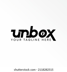 Letter or word UNBOX connected font with aroow image graphic icon logo design abstract concept vector stock. Can be used as a symbol related to watermark.