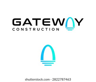 Letter A wordmark logo featuring a gateway construction theme.