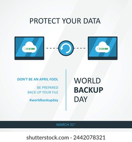 Letter World Backup Day element template design March 31st. Vector illustration